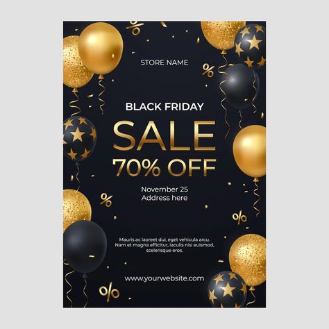 Free Vector | Realistic black friday vertical poster template Black Gold Texture, New Years Eve Party Invitations, Event Entry, Korean New Year, New Year Poster, Effect Template, Year Poster, New Years Poster, Nye Party