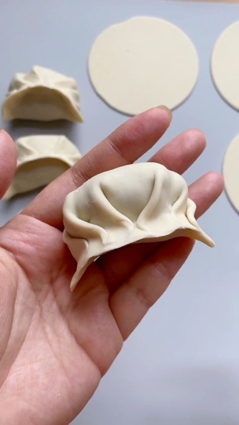 thechinesefoodie on Instagram: Dumpling pleating - a slow & clear demonstration. Pinch in the middle and 2-3 folds on each side. This is the most common way to pleat… Pinch Dumplings, Folding Dumplings, Dumplings, In The Middle, The Middle, On Instagram, Instagram