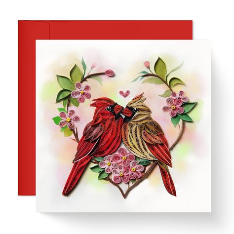 PRICES MAY VARY. 🐦🌳HANDCRAFTED WITH LOVE: Cardinal Couple Birds Card features a pair of cardinals, often seen as symbols of love and devotion, nestled together in a peaceful natural setting. Perfect for any occasion where you want to express your deepest feelings, this card is a touching tribute to enduring love. ✨UNIQUE AND LOVELY DESIGN: Christmas Quilling Card is more than just a greeting – it’s a keepsake that will be treasured for years to come. Send it to someone special and let the intr Couple Birds, Cardinal Couple, Christmas Quilling, Romantic Anniversary Gifts, Anniversary Cards For Husband, Sister Birthday Card, Birthday Cards For Mom, Handmade Card Making, Thanks Giving