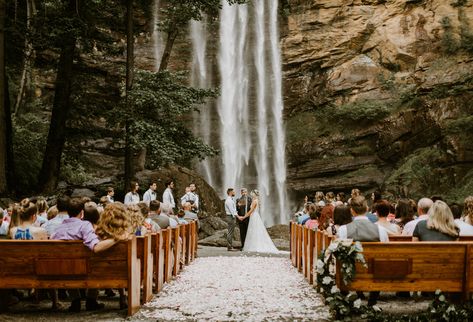 Incredible Waterfall Wedding in Toccoa, GA | Savannah & Ian - Wandering Weddings Toccoa Falls, Dream Wedding Locations, Fall Wedding Venues, Waterfall Wedding, Georgia Wedding Venues, Weddings By Color, Savannah Wedding, Georgia Wedding, Atlanta Wedding