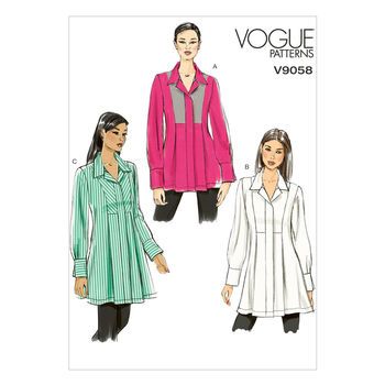 Linen Shirts Women Tunic Tops, Tops Sewing Patterns, Tops Sewing, Tunic Sewing Patterns, Vintage Vogue Sewing Patterns, Women Tunic, Linen Shirts Women, Fitted Tunic, Boho Tunic Tops