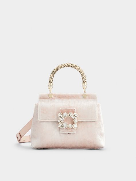 Multicolour Woman Viv' Flower Strass Jewel Buckle Cabas Mini Bag in Velvet RBWAMAAE103KHHPZ1H88 | Roger Vivier Trapezoid Shape, Evening Accessories, Pink Clutch, Handbags Casual, Roger Vivier, Small Leather Goods, Luxury Handbags, Shoulder Bag Women, Online Boutique