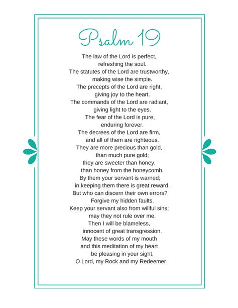 Psalm 19 Free Printable | julesandco.net Enlightenment Quotes, Psalm 19, Sunday School Curriculum, Bible Psalms, Child Free, Bible Study For Kids, Prayers For Children, Spiritual Truth, Bible Teachings