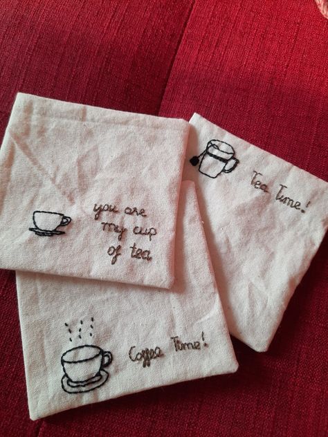 Embroidered Coasters, Fabric Coasters, Project Inspiration, Mug Rugs, Fabric Rug, You And I, Coasters, Embroidery, Sewing