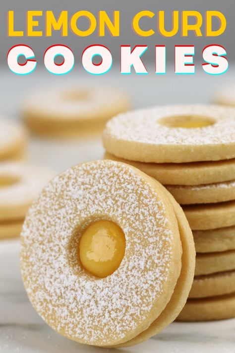 These lemon curd cookies are delicious lemon snacks for citrus lovers. You can make these lemon cookies with homemade or store-bought lemon curd, and you probably have most of the other ingredients on hand. If you like soft and lemony shortbread cookies, you must try this recipe. #cookies #lemoncookies #lemoncurdcookies #shortbreadcookies Lemon Curd Shortbread Cookies, Lemon Linzer Cookies, Lemon Filled Cookies, Recipes With Lemon Curd, Lemon Snacks, Cookies With Lemon Curd, Lemon Curd Shortbread, Lemon Curd Cookies Recipe, Citrus Cookies