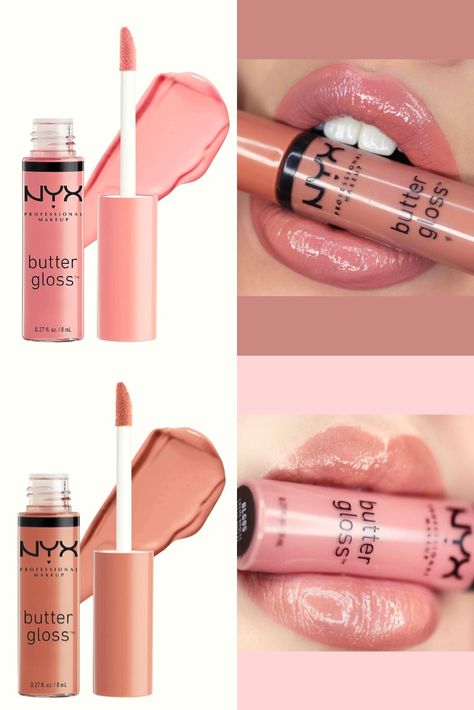 This buttery soft, silky smooth lip gloss delivers sheer to medium coverage that melts onto your lips. Never sticky and always supple and kissable, plus it stays put and won't feather! Gorgeous on its own, over your favorite lipstick or lip liner and comes in a bunch of gloss shades.It adds the perfect pop of shine to your makeup look.   #nyx professional makeup butter gloss #nyx butter gloss #nyx butter glass Creme Brulee Best Nyx Butter Gloss Colors, Nyx Madeline Butter Gloss Lip Combo, Nyx Butter Gloss Shades, Nyx Lip Liner And Butter Gloss Combo, Nyx Butter Gloss Creme Brulee, Brownie Drip Nyx Butter Gloss, Lips Combo, Butter Lip Gloss, Nyx Lip Liner