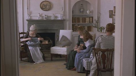 Sense & Sensibility "Barton Cottage" Love the colors of that Cottage Regency Interior, Jane Austen Movies, Georgian Interiors, Ang Lee, Sense And Sensibility, Cottage Interior, Front Room, Jane Austen, Sitting Room