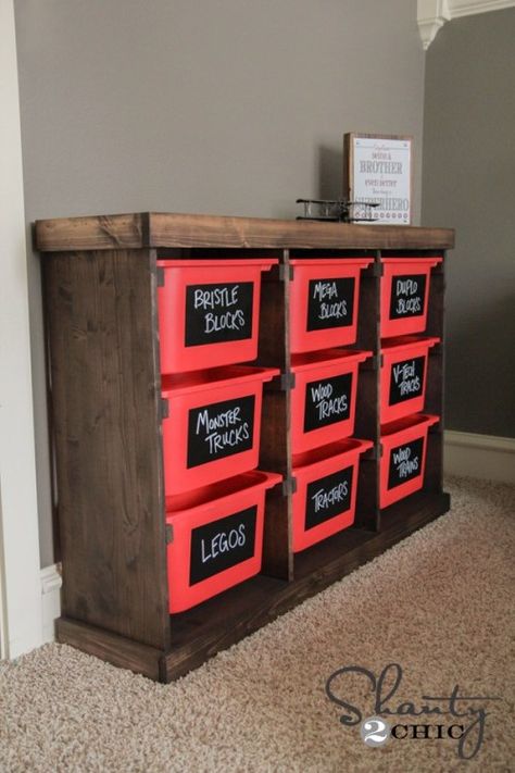 Toy Box Plans, Creative Toy Storage, Toy Storage Units, Diy Toy Storage, Toy Storage Solutions, Toys Storage, Organisation Hacks, Rustic Storage, Kids Room Organization