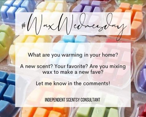 ✨ Wax Wednesday ✨ What are you warming today? ⬇️ Wax Wednesday, Engagement Posts, Scentsy Consultant, July 10, Wax, Let It Be, On Instagram, Instagram