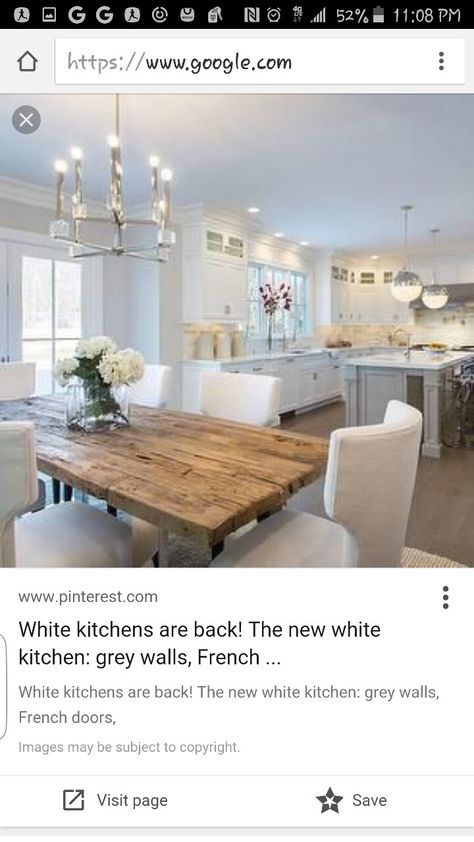 Wood Dining Table Rustic, Grey Kitchen Island, Серая Кухня, Glass Cabinets, Gray Cabinets, Crown Moulding, Kitchen Redo, Wood Dining Table, Beautiful Kitchens