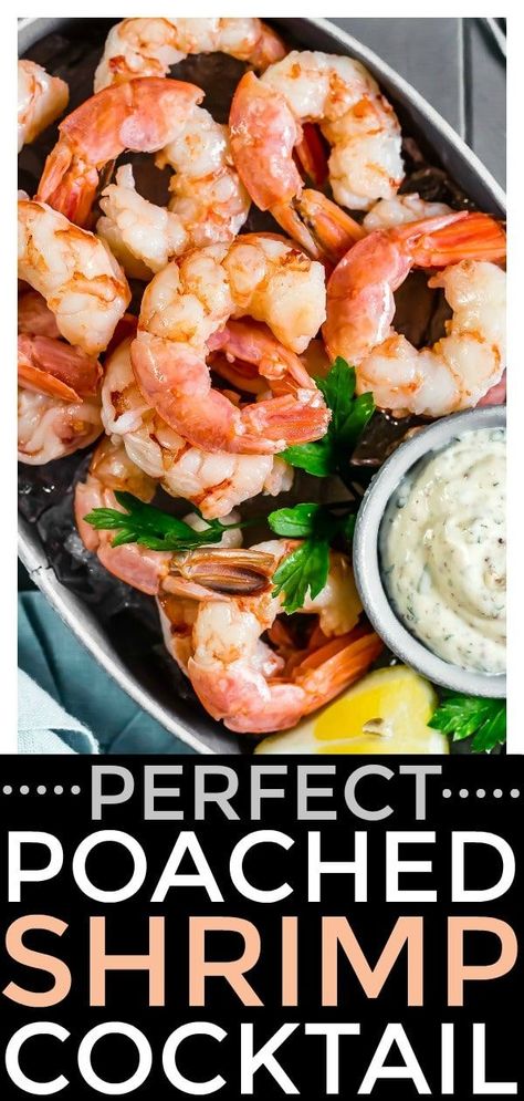 This easy to make, Perfect Beer Poached Shrimp Cocktail is a flawless way to start every party!  Served with creamy remoulade sauce and packed with flavor, this delicious duo is guaranteed to be a hit! #best #perfect #beer #poached #shrimp #cocktail #appetizer #easy #remoulade #seafood #recipe via @nospoonn Poached Shrimp, Ways To Cook Shrimp, Cocktail Shrimp Recipes, Flavorful Shrimp, Remoulade Sauce, Shrimp Cocktail, Fool Proof Recipes, Beer Recipes, Sea Food