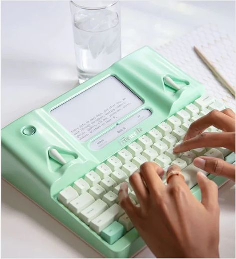 Smart Typewriter (Gen3) - Special "Mint" Edition - Freewrite Store Cool Items To Buy, Book Gadgets, Typewriter Aesthetic, Refreshing Aesthetic, Book Printing, Cool Tech Gadgets, Cool Electronics, Writing Space, Writing Process