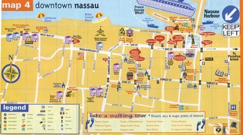 Nassau walking tour map Carnival Cruise Bahamas, Bahamas Pictures, Bahamas Map, Walking Map, Bahamas Vacation, Bahamas Cruise, Fish Fry, Tourist Map, Nassau Bahamas