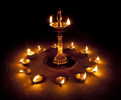 Celebrations of #Karthikai #Deepam  is the realization of a saga of the holy trrinity of #Hinduism It is observed with great fervour in the Southern parts of India.   The #lamps lit during the #festival are the imitations of the enormous ‘fire’ that broke countless years ago  [Image Credits: surya kiran - Flickr] Greek Wedding Candles, Karthigai Deepam, Diwali Lamps, Diwali Photos, Diwali Decorations At Home, Diwali Lights, Small Lamps, Diwali Diya, Diwali Images