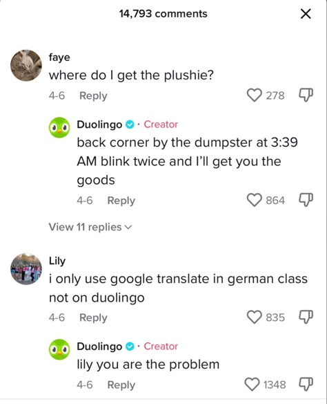 Duolingo Tweets, Duolingo Tiktok Comments, Duolingo Tiktok, Cursed Duolingo, Duolingo Memes, Duolingo Threats, Duolingo Fanart, Best Friends Funny, Text Jokes