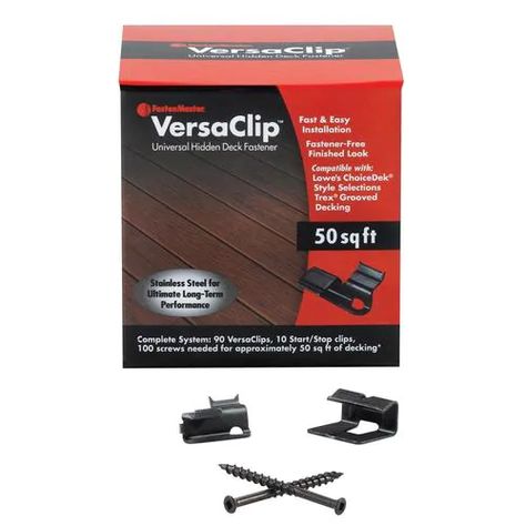 Shop FastenMaster VersaClip 50-sq ft Coverage Black Self-Drilling Clip Hidden Fasteners (90-Count)undefined at Lowe's.com. Universal hidden deck fastener system specifically engineered to install slotted composite decking sold at Lowe's. Painting Gutters, Hidden Deck Fasteners, Deck Finishes, Trex Transcend, Leaf Guard, Seamless Gutters, Composite Decking Boards, Deck Colors, How To Install Gutters