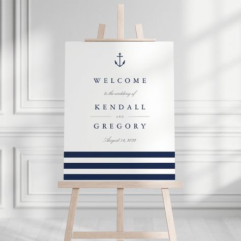 Nautical Anchor Wedding Welcome Sign for $44.20 - Wedding Thank You Card Welcome Party Sign, Message Names, Wedding Reception Signage, Elegant Beach Wedding, Anchor Wedding, Welcome Party, Wedding Posters, Beach Canvas, Nautical Anchor