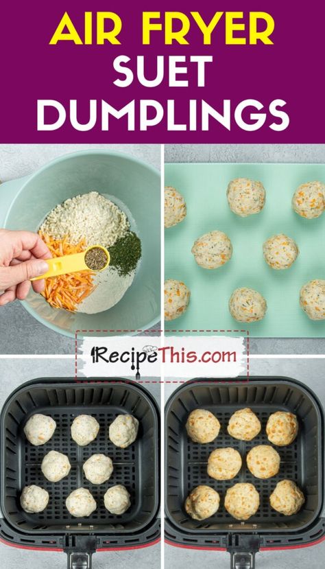 Recipe This | Suet Dumplings In Air Fryer Dumplings In Air Fryer, Suet Dumplings, How To Cook Dumplings, Stew And Dumplings, Best Dumplings, How To Make Dumplings, Air Fryer Fish, Frozen Dumplings, Hearty Beef Stew