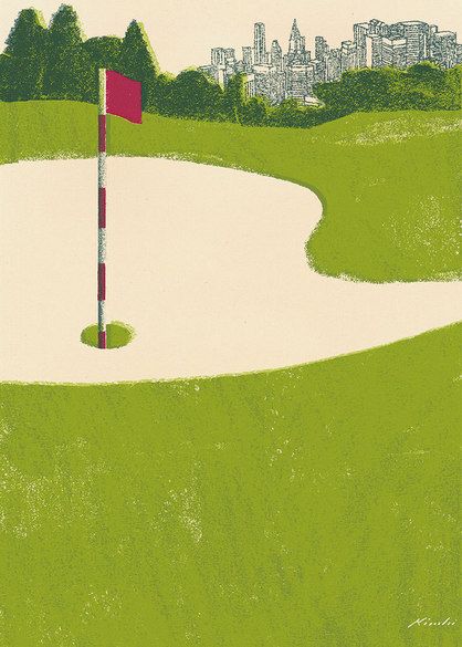 Golf Illustrations | Tatsuro Kiuchi | Tokyo Illustrators Society Golf Course Illustration, Golf Animation, Golf Painting Easy, Golfing Illustration, Sports Doodles, Golf Paintings, Golf Illustration, Tatsuro Kiuchi, Golf Drawing