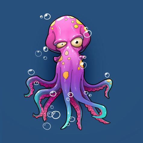 Cute Octopus Art, Octopus Cute Drawing, Stylized Octopus, Cute Kraken, Octopus Art Drawing, Kraken Drawing, Octopus Character, Octopus Drawing, Octopus Illustration