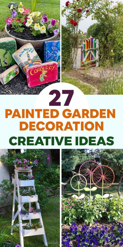 Vegetables and plants are considered as backbones of a garden, but that doesn’t mean decorations can’t be every bit as important as the living plants! The Recycled Garden Planters, Pebble Garden, Garden Fence Art, Garden Decoration Ideas, Rainbow Garden, Outdoor Sanctuary, Unique Vegetables, Easy Easter Decorations, Painted Terra Cotta Pots