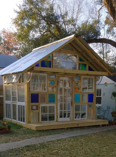 Garage Greenhouse Conversion, Reclaimed Window Greenhouse, Mountain Greenhouse, Greenhouse Conversion, Upcycled Greenhouse, Greenhouse Shelving Ideas, Greenhouse Goals, Greenhouse Shelving, Garage Greenhouse