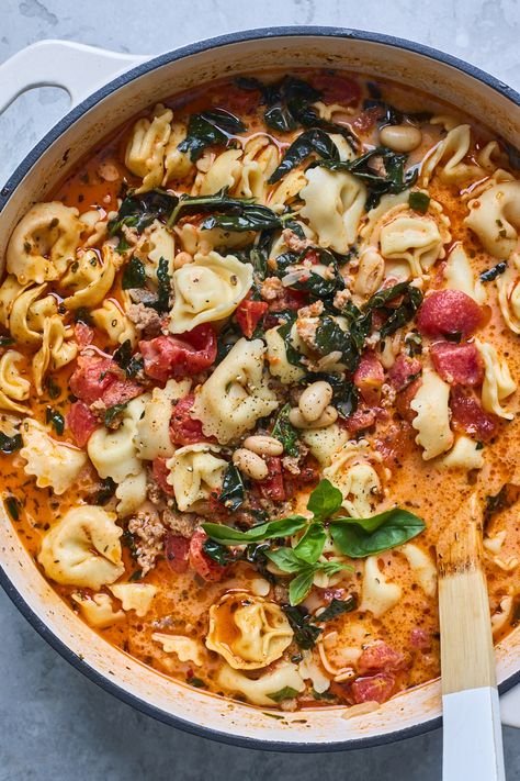 The Best Tortellini Soup, Mediterranean Tortellini Recipes, Healthy Tortellini Soup Recipes, Creamy Tuscan Soup, Creamy Tuscan Tortellini, Tuscan Tortellini Soup, December Meals, December Recipes, Tuscan Tortellini