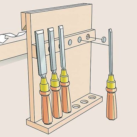 French Cleat Chisel Holder, Tool Holder Ideas, Tool Bench Organization, French Cleat Tool Holders, French Cleat Ideas, Rinnovo Garage, French Cleat Tool Storage, French Cleat Storage, Tool Wall Storage