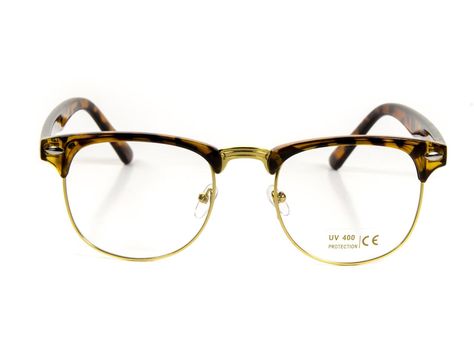 zeroUV - Vintage Inspired Classic Half Frame Horn Rimmed Clear Lens Glasses (Tortoise) Clubmaster Glasses, Retro Eye Glasses, Retro Eye, Horn Rimmed Glasses, Clear Eyeglasses, Metal Bridge, Nerd Glasses, Clear Lens Glasses, Nerd Fashion