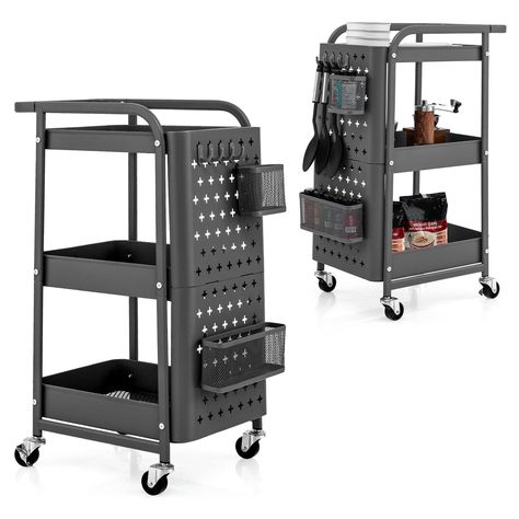 Rolling Cart Storage, Trolley Organizer, Metal Utility Cart, Kitchen Storage Trolley, Cart Storage, Organization Cart, Rolling Utility Cart, Garage Studio, Freestanding Storage