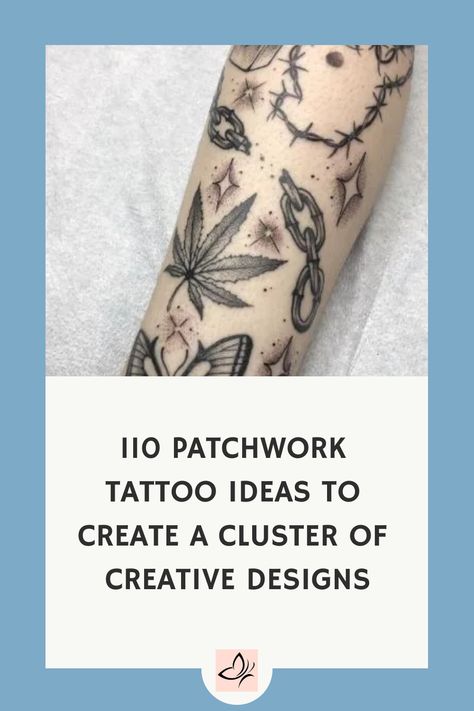 Embark on a journey of creativity with these 110 patchwork tattoo ideas. From intricate designs to bold statements, find inspiration for your next ink masterpiece. Whether you're a tattoo enthusiast or just starting out, these unique designs will spark your imagination and help you create a cluster of creative body art. Explore different styles, colors, and patterns to make your tattoo truly one-of-a-kind. Let your personality shine through with a patchwork tattoo that reflects your individualit Geometric Patchwork Tattoo, Multiple Arm Tattoos, Black And Grey Patchwork Sleeve Tattoo, Realism Patchwork Tattoo Ideas, Functional Tattoo Ideas, Patchwork Filler Tattoo Ideas, Color Patchwork Tattoo, Patchwork Sleeve Ideas, Arm Patchwork Tattoos For Women