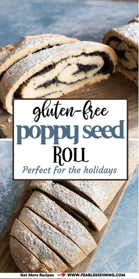 This Poppy Seed Roll is a gluten free version of the beloved family recipe. You will love this gluten free poppy seed roll version because it combines the flavors of sweet yeast dough and rich poppy seed filling. Makový závin is a traditional Czech dessert and can be called a poppy seed roll, cake, or bread. Gluten Free Poppy Seed Roll, Gluten Free Polish Desserts, Sweet Yeast Dough, Poppy Seed Roll, Whoopi Pies, Czech Desserts, Gf Cake, Poppy Seed Filling, Gluten Free Pantry