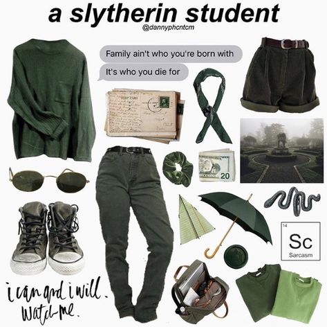 Slytherin Clothes, Slytherin Outfit, Slytherin Fashion, Citate Harry Potter, Stile Harry Potter, Hogwarts Outfits, Look Grunge, Slytherin Pride, Mood Clothes