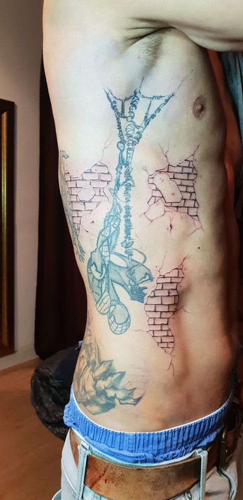 Brick wall by Soul2skin Brick Wall Tattoo Ideas, Brick Wall Tattoo Design, Brick By Brick Tattoo, Brick Tattoo Design, Bricklayer Tattoo, Brick Tattoo For Men, Brick Wall Tattoo, Brick Tattoo, Serious Tattoos