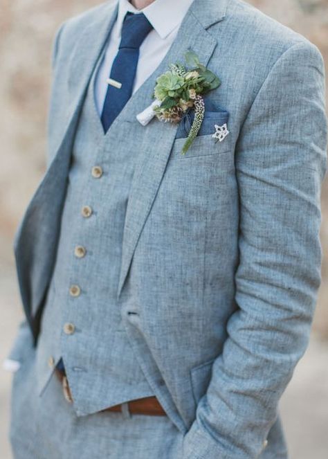 Linen Wedding Suit, Blue Linen Suit, Terno Slim Fit, Beach Wedding Suits, Summer Wedding Suits, Summer Wedding Attire, Men Suits Wedding, Prom Suits For Men, Groom Wedding Dress