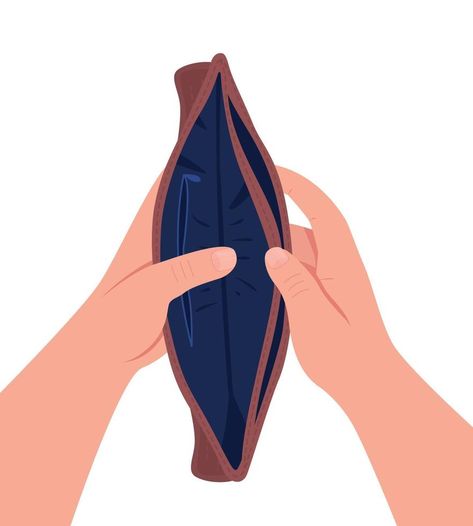 Wallet with no money flat concept vector illustration Wallet With No Money, 2d Cartoon Character, Empty Wallet, Personal Savings, Startup Marketing, Hands Holding, Financial Problems, No Money, Investing Money