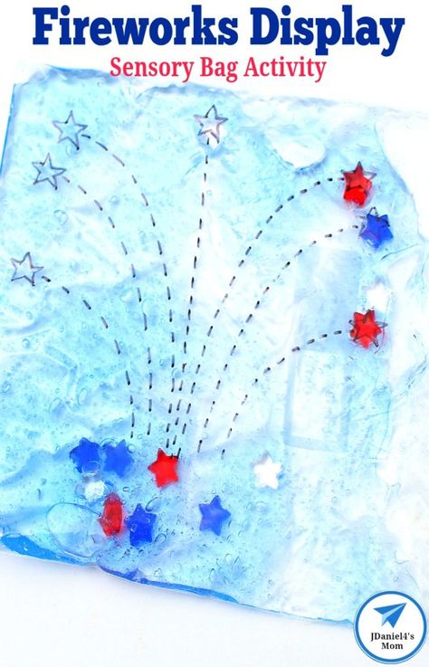 Fireworks Display in a Sensory Bag Activity - JDaniel4s Mom Summer Crafts For Infants, Crafts For Infants, Celebration Activities, Patriotic Activities, Making Paper Flowers, July Activities, July Art, Calming Room, Coding Games