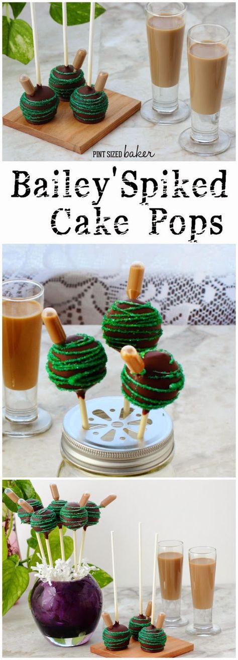 Bailey's Spiked Cake Pops - Pint Sized Baker Cake Pop Recipes, Alcohol Cake, Guinness Chocolate, Boozy Desserts, Cake Pop Recipe, Dessert Aux Fruits, Cookie Pops, Köstliche Desserts, Holiday Cakes