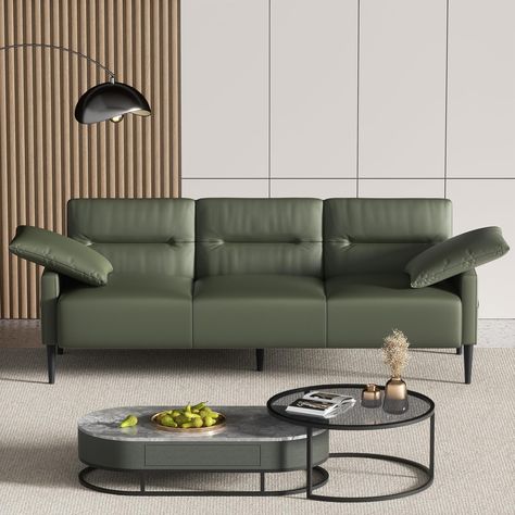 PRICES MAY VARY. 【Comfy Sofa Couch】 COPIAE’s leather modern sofa has a spacious dimensions of 83"W x 32.3"D x 32"H, which is enough to comfortably seat 3 people. The sofa couch is ergonomically designed with an extra deep 20.9 inch seat for a great user experience. Thanks to its 83 inch size, you can also use it as a sofa bed, with the two soft report pillows provided, you can place the pillows at the cervical vertebrae and lumbar region to effectively relieve fatigue, bringing you a comfortable Sofa With Pillows, Faux Leather Couch, Couches For Living Room, Leather Sleeper Sofa, Modern Leather Sofa, Entertaining Space, Modern Couch, Mid Century Sofa, Leather Couch