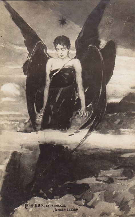 Hecate (Vasily (Wilhelm) Alexandrovich Kotarbinsky, Dark Star | Dark Classics) Ange Demon, William Blake, Occult Art, Dark Star, Angels And Demons, Dark Angel, Antique Postcard, An Angel, Dark Art