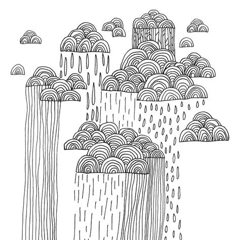 Rainy Doodles, Rainy Drawing, Doodle Patterns Simple, Abstract Drawing Ideas, Ideas To Fill Your Sketchbook, Doddleoddle Art, Rainy Art, Zen Art Inspiration, Random Patterns Drawing