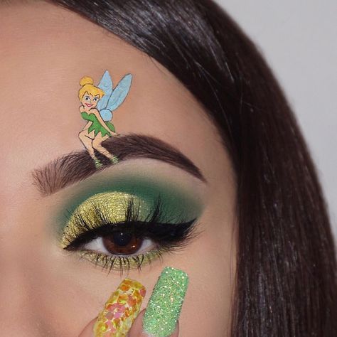 Forest Quinceanera, Tinkerbell Makeup, Sweet 16 Makeup, Disney Eye Makeup, Eyeshadow Designs, Movie Makeup, Face Art Makeup, Disney Makeup, Halloween Makeup Inspiration