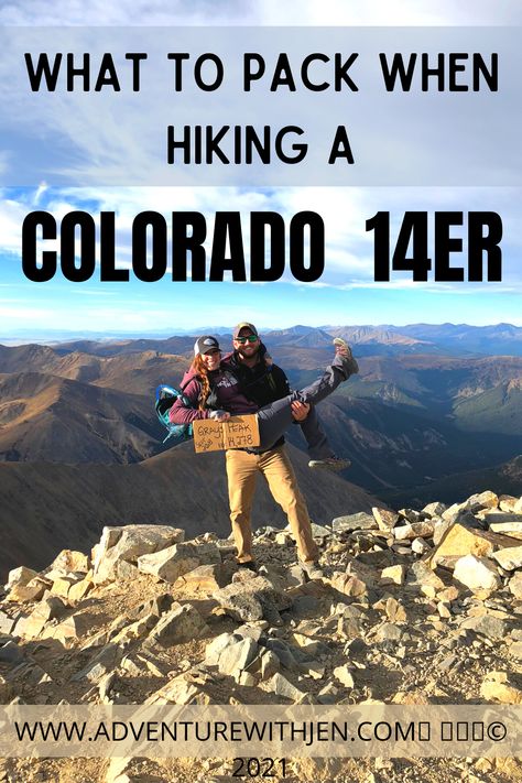 Adventure With Jen - What to pack when preparing to hike a Colorado 14er. Essential list of items you cannot leave behind. INSTAGRAM @AdventureWithJen Colorado 14ers, Hiking Day Pack, Explore Colorado, North America Travel Destinations, Nevada Travel, Hiking Essentials, Hiking Spots, Utah Travel, Adventure Guide