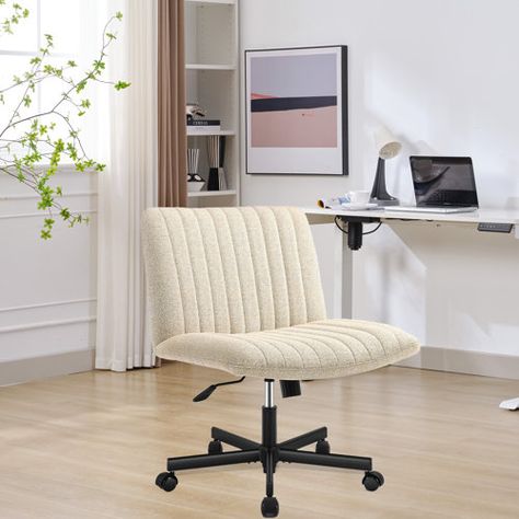 Latitude Run® Criss Cross Chair Plus Size Criss Office Chair Sit Cross-Legged Armless Swivel Home Modern Home Office Desk Chair Swivel Adjustable Vanity Chair | Wayfair Comfortable Chairs For Bedroom, Home Office Desk Chair, Modern Home Office Desk, Cross Legged, Office Chair Design, Adjustable Chairs, Vanity Chair, Home Office Desk, Office Desk Chair