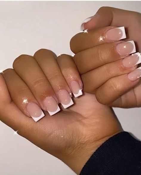 Short Square Acrylic Nails French Tips, Short Nails Acrylic Square, Square Short Acrylic Nails, Shorties Acrylic Nails, Short French Tip Acrylic Nails, Short French Tip Nails, Short French, Short Square Nails, French Tip Acrylic Nails