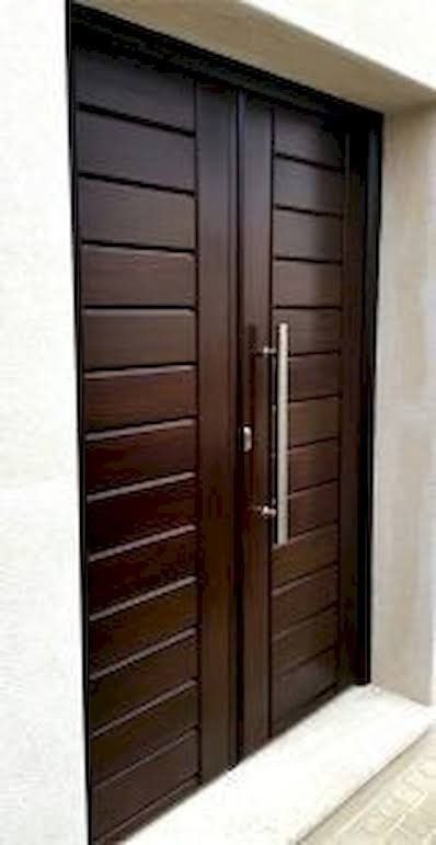 Pintu Ganda, बेडरूम डिजाइन, Pintu Interior, Wooden Double Doors, Double Door Entrance, Arsitektur Art Deco, Door Design Ideas, Modern Entrance Door, Modern Wooden Doors