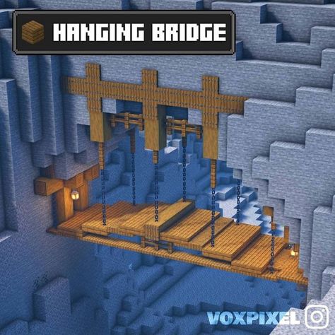 Hanging Bridge, Construction Minecraft, Minecraft Building Guide, Case Minecraft, Rumah Minecraft Sederhana, Minecraft Structures, Minecraft Interior Design, Bangunan Minecraft, Minecraft Farm