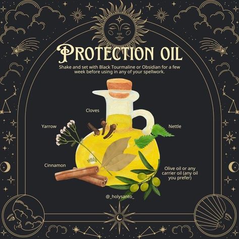 Witch Oils Recipe, Witchy Sprays, Protection Oil Witchcraft, Protection Oil Recipe, Witchy Oils, Witchcraft Oils, Italian Witch, Witchy Corner, Mabon Celebration