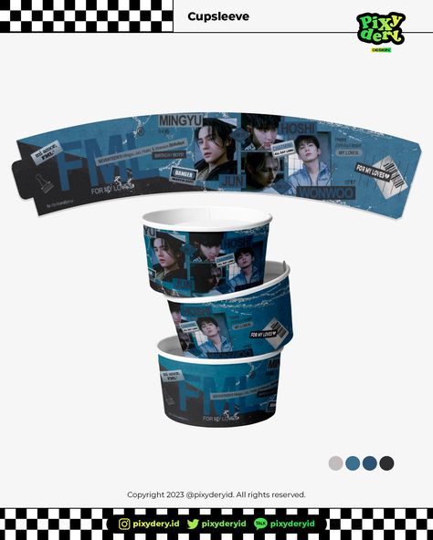 Mingyu Cupsleeve, Seventeen Cupsleeve, Cupsleeve Design Kpop, Cupsleeve Design, Kpop Cupsleeve, Wonwoo Jun, Idea Board, December 7, Seventeen