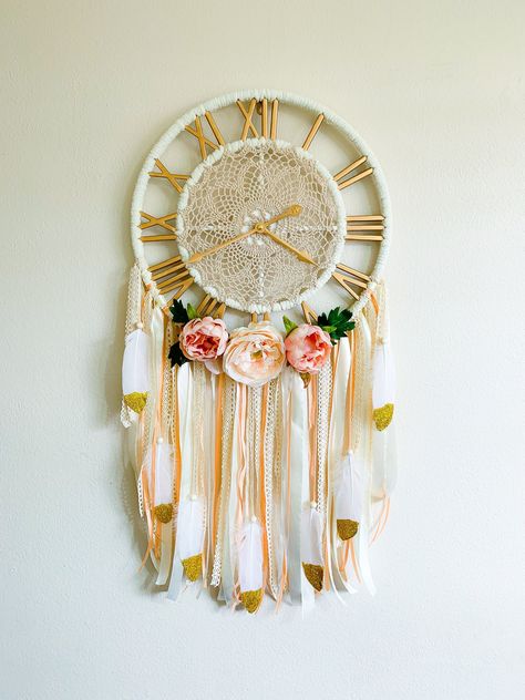 Nursery Room Decor Girl, Roman Numeral Clock, Macrame Dream Catcher, Large Dream Catcher, Moss Wall Art, Oversized Wall Clock, Gold Bedroom, Vertical Gardens, Moss Art